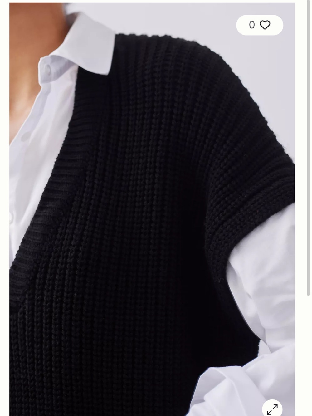 By Anthropologie Black Ribbed Knit Layered V-Neck Vest size Medium - Picture 5 of 13